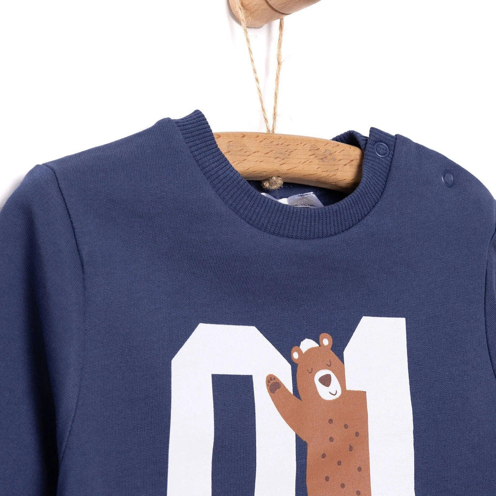 HelloBaby Basic Low Raised Lion Printed Sweatshirt - Navy Blue - Bobobiy