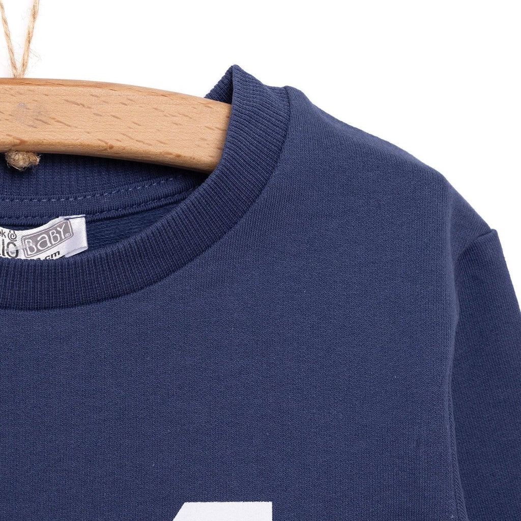 HelloBaby Basic Low Raised Lion Printed Sweatshirt - Navy Blue - Bobobiy