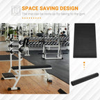 Rolled-up black gym mat design for easy storage and portability