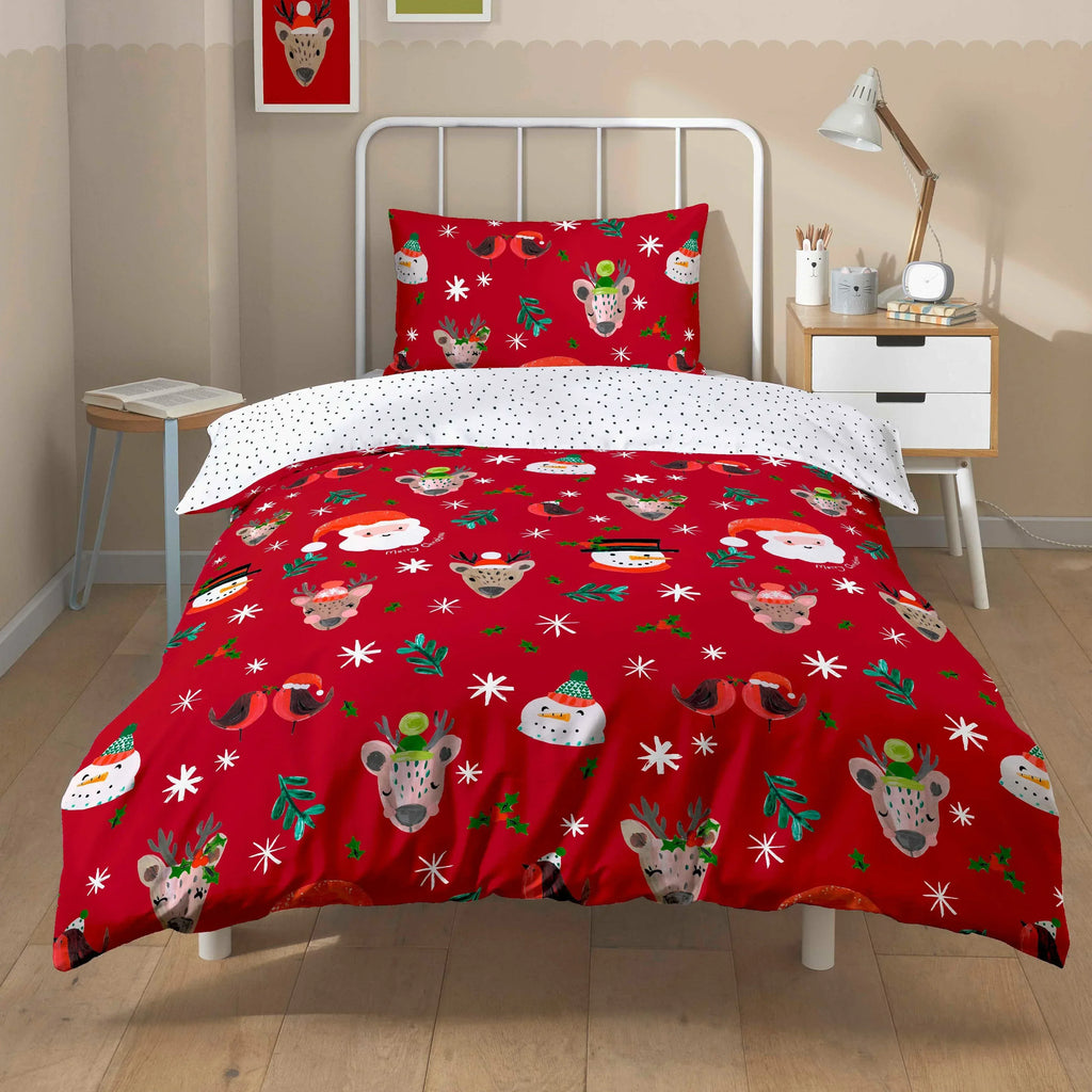 festive-holiday-santa-duvet-cover-set-with-pillowcases-reversible-xmas-design-oeko-tex-certified-cosy-winter-bedding-by-olivia-rocco-red-single-duvet-cover-1063228970 - Bobobiy