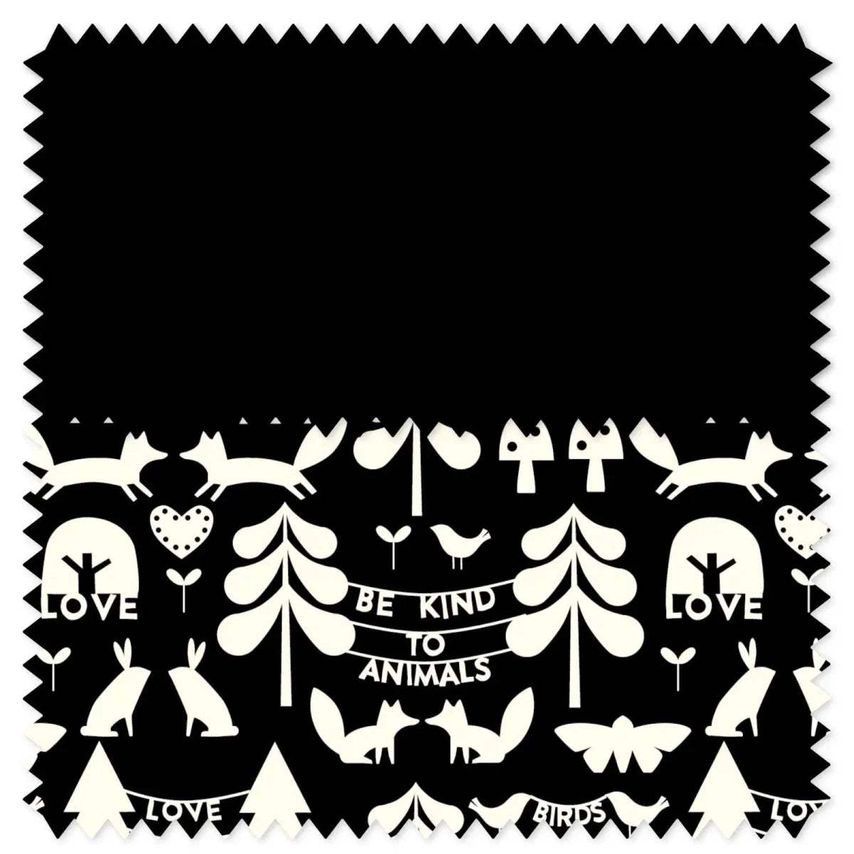Black stroller fabric cover with animal, heart, and woodland Silhouette pattern
