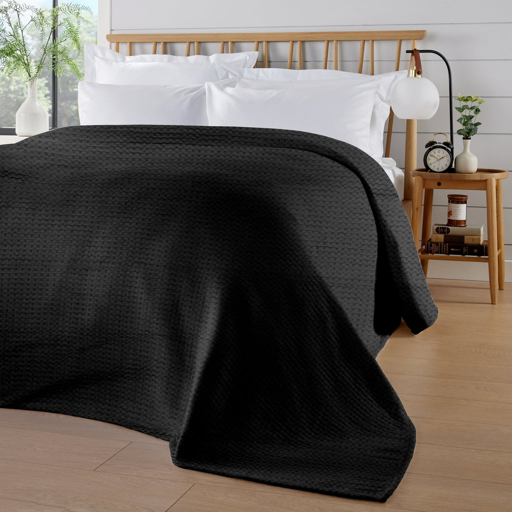 Florian Checked Throw Blanket Black Bedspread for Sofas Armchairs Sofa Settee Couch Beds & Couches