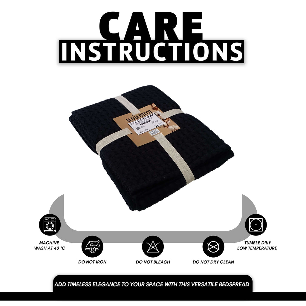 Florian Checked Throw Blanket Black Bedspread for Sofas Armchairs Sofa Settee Couch Beds & Couches