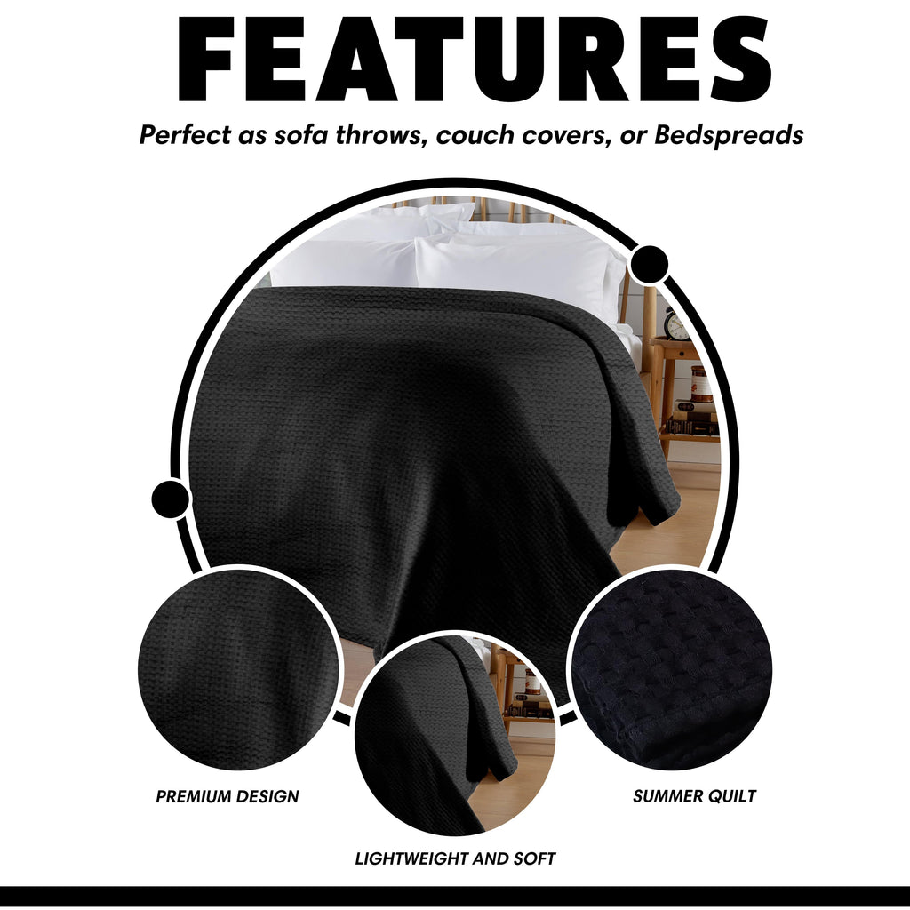 Florian Checked Throw Blanket Black Bedspread for Sofas Armchairs Sofa Settee Couch Beds & Couches