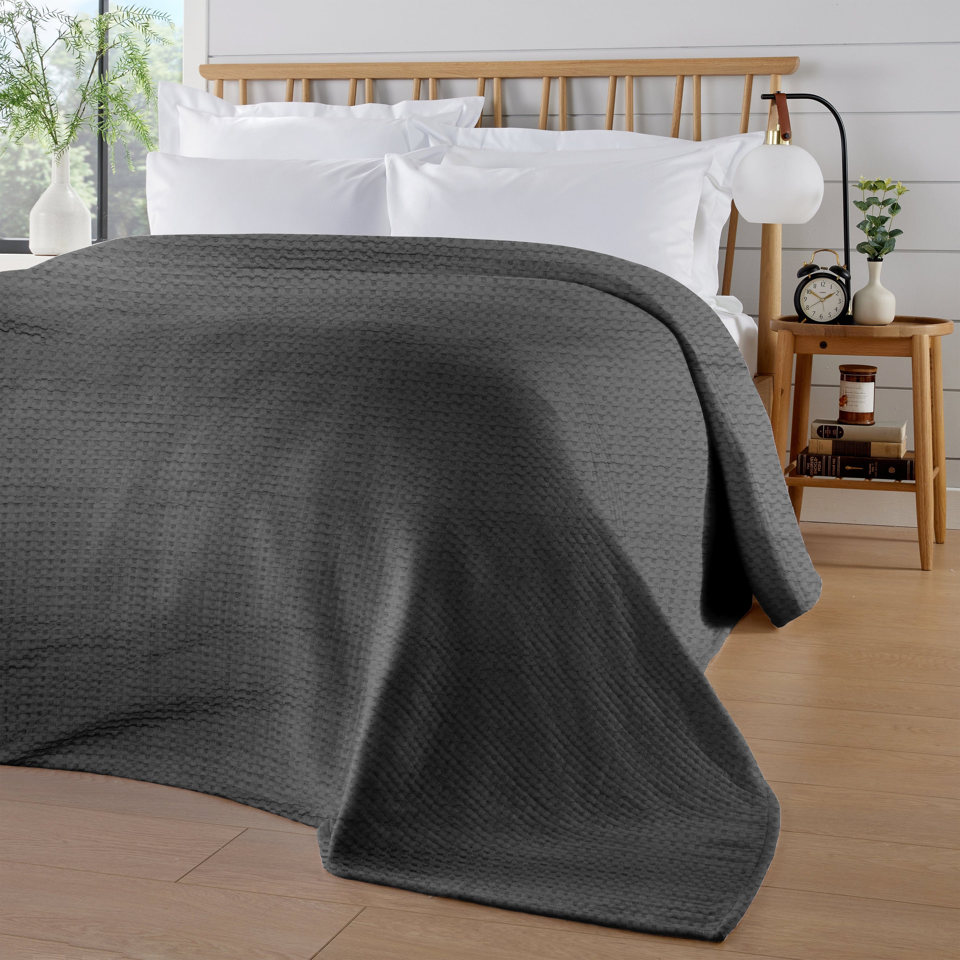 Florian Checked Throw Blanket Grey Bedspread for Sofas Armchairs Sofa Settee Couch Beds & Couches