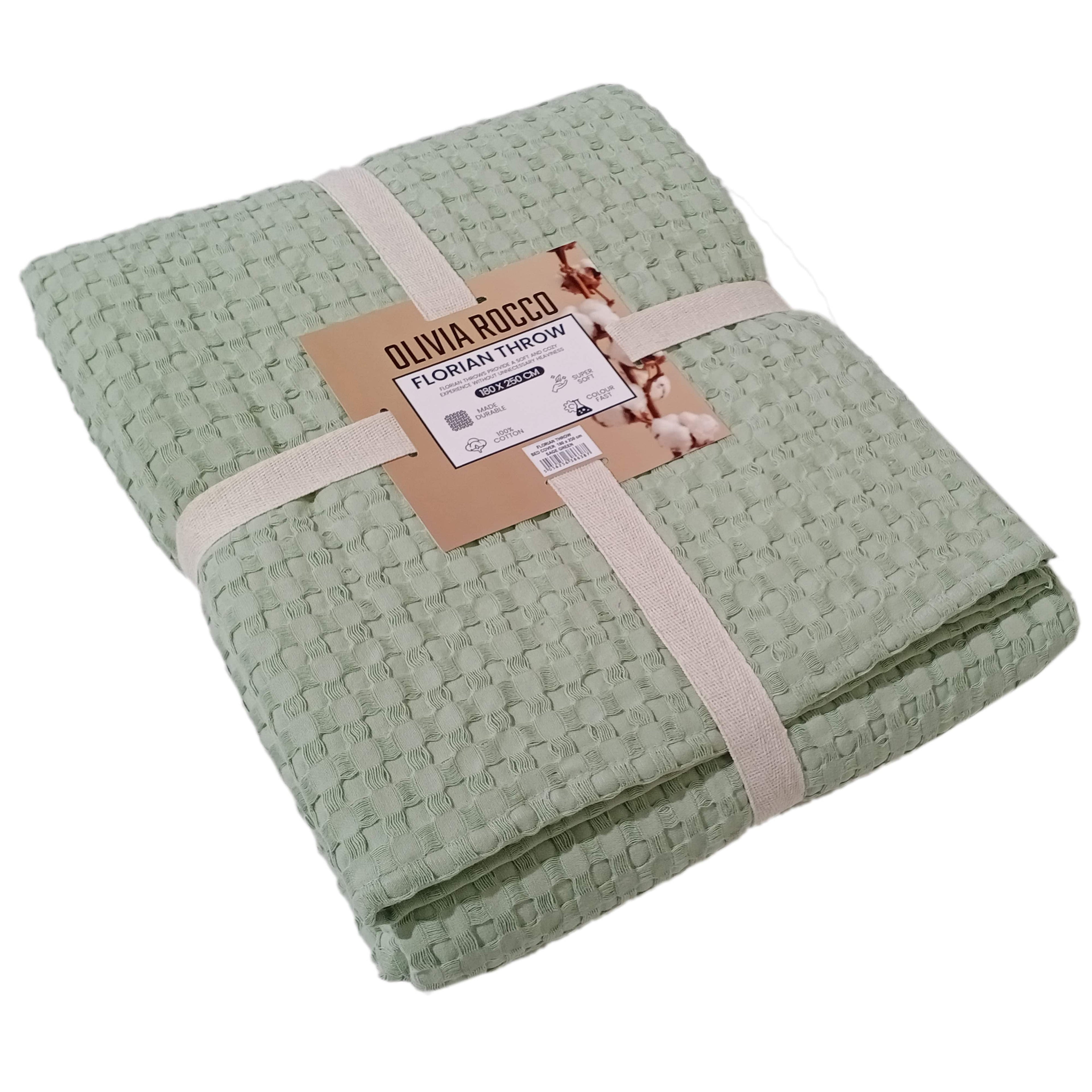 Florian Checked Throw Blanket Sage Green Bedspread for Sofas Armchairs Sofa Settee Couch Beds & Couches