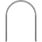 Black metal garden arch trellis frame with curved top and open lattice sides
