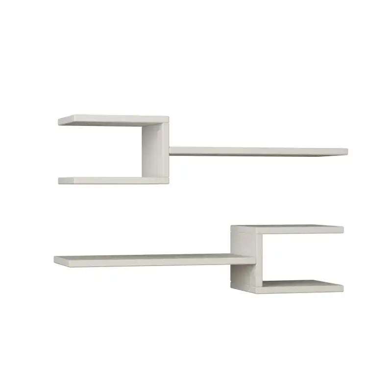 White floating shelf set with open rectangular shelves