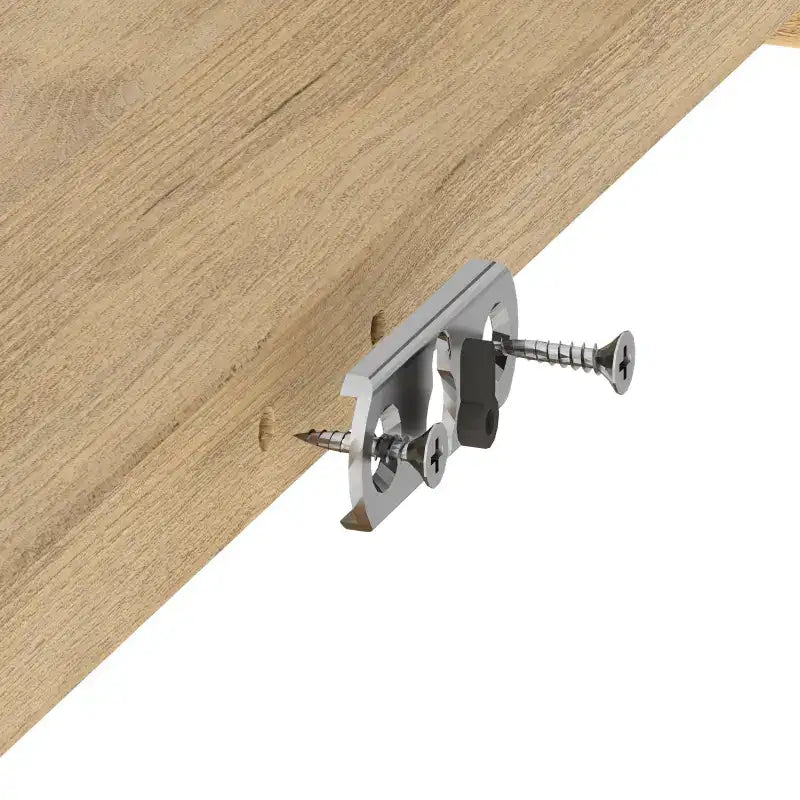 Modern floating shelf bracket with screws and anchor hardware