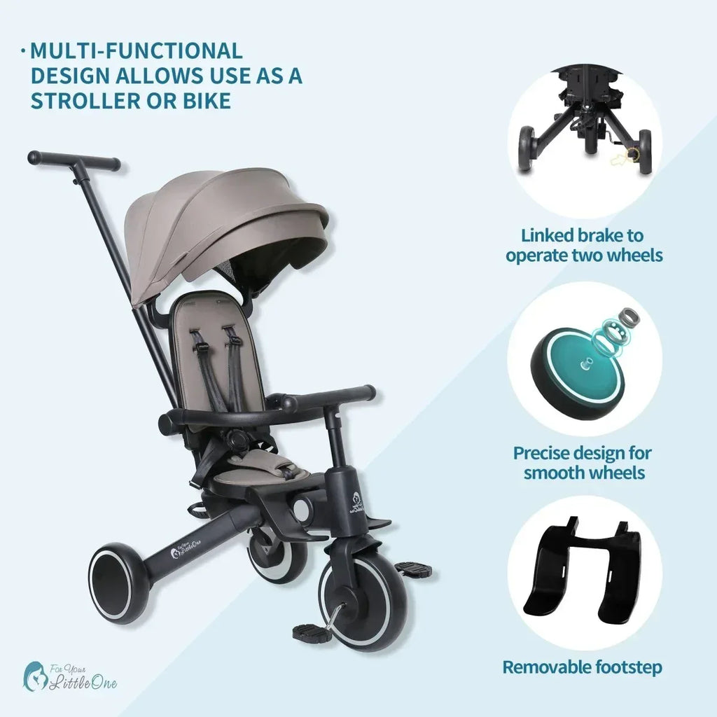 foryourlittleone-xplor-foldable-trike-grey-olive-2025-502892 - Bobobiy