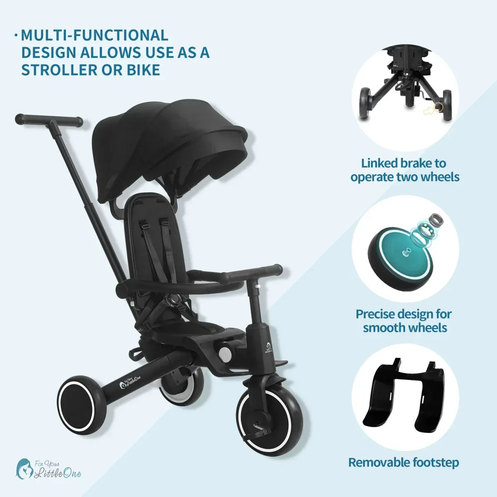 foryourlittleone-xplor-foldable-trike-jet-black-2025-218356 - Bobobiy