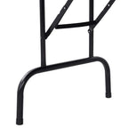 Black steel folding leg brace with curved base for a poker table