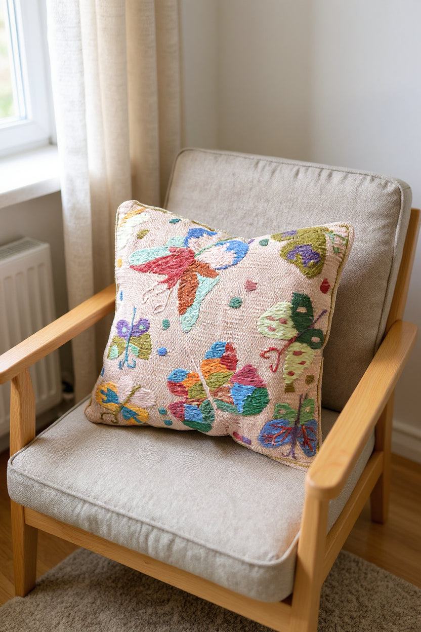 Suzani Hand Embroidered Cushion Cover - 45 x 45 cm - Handmade