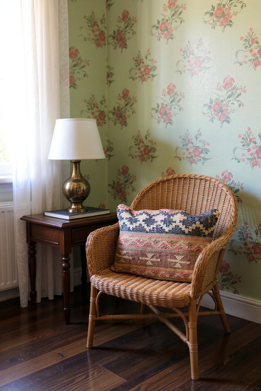 Turkish Kilim Vintage Cushion Cover - 56 x 40 cm - Handmade