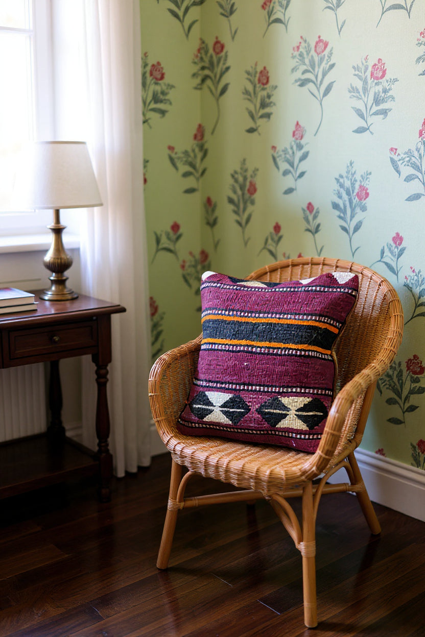 Turkish Kilim Vintage Cushion Cover - 42 x 40 cm - Handmade