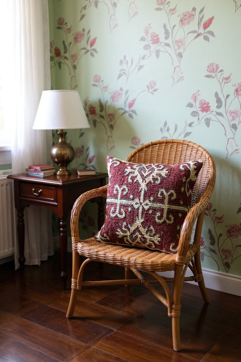 Turkish Kilim Vintage Cushion Cover - 40 x 40 cm - Handmade