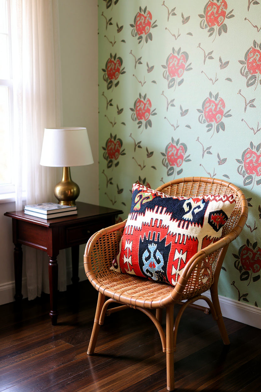 Turkish Kilim Vintage Cushion Cover - 40 x 40 cm - Handmade