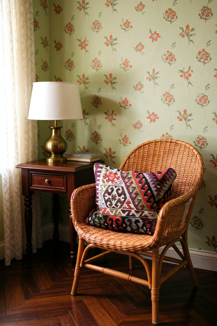 Turkish Kilim Vintage Cushion Cover - 54 x 42 cm - Handmade