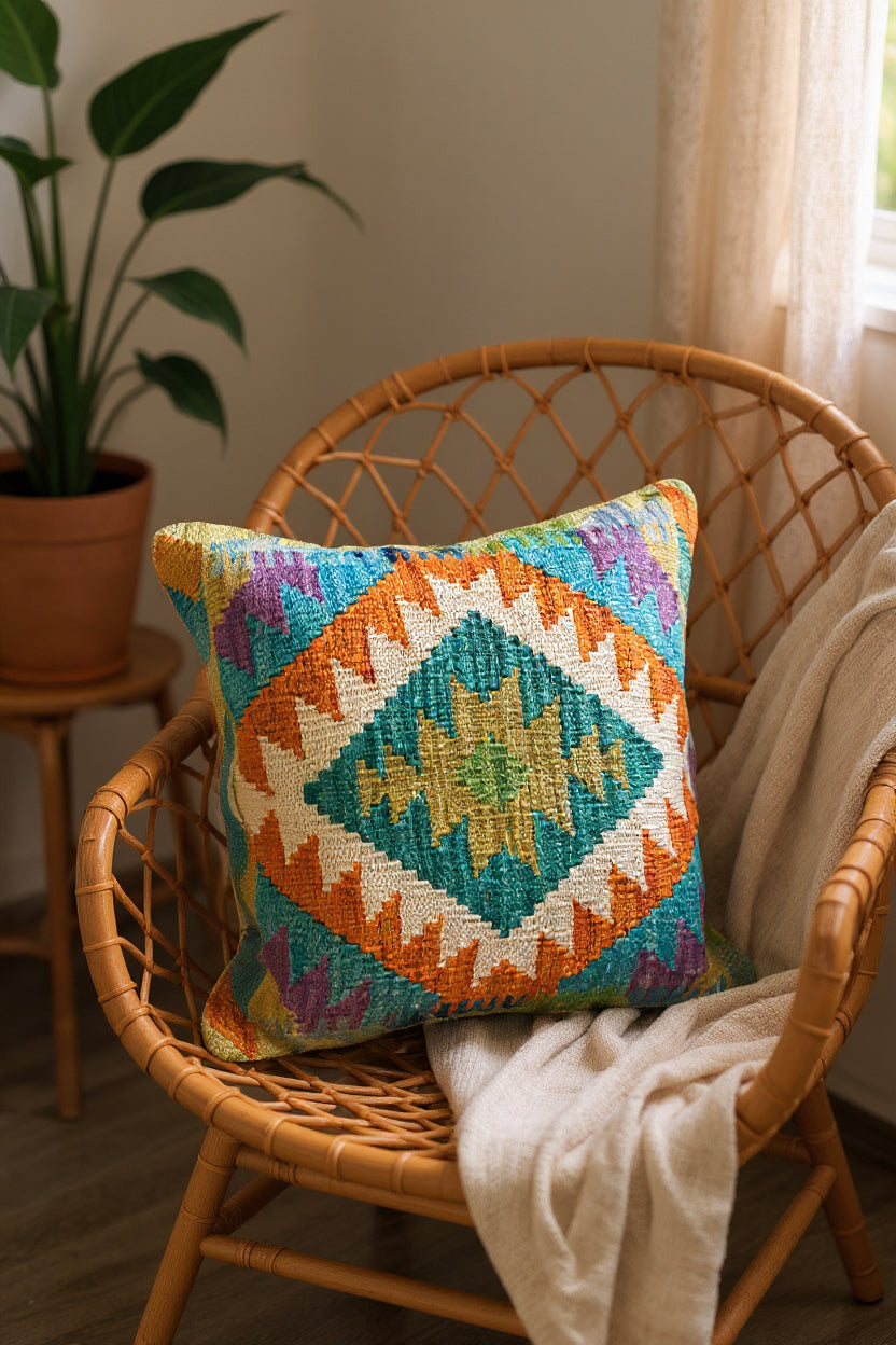 Afghan Kilim Cushion Cover - 45 x 45 cm - Handmade