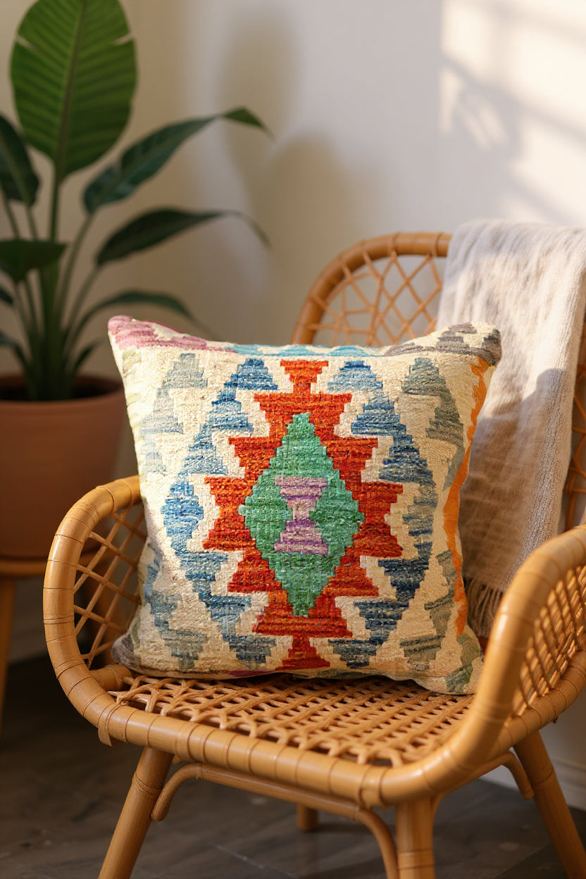 Afghan Kilim Cushion Cover - 45 x 45 cm - Handmade
