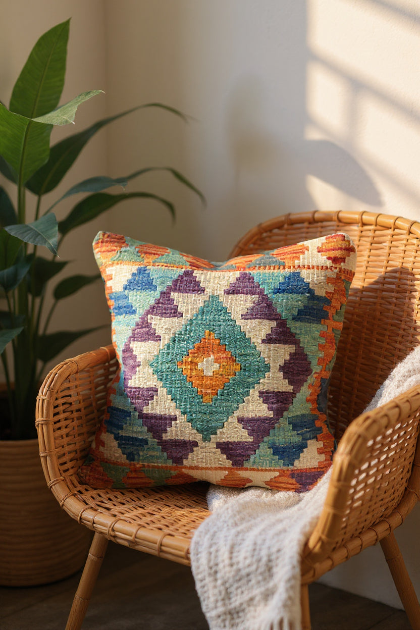 Afghan Kilim Cushion Cover - 45 x 45 cm - Handmade