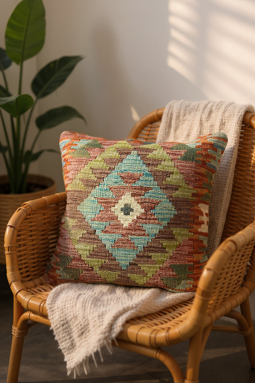 Afghan Kilim Cushion Cover - 45 x 45 cm - Handmade