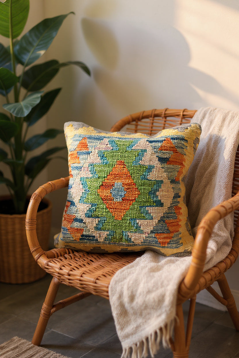 Afghan Kilim Cushion Cover - 45 x 45 cm - Handmade