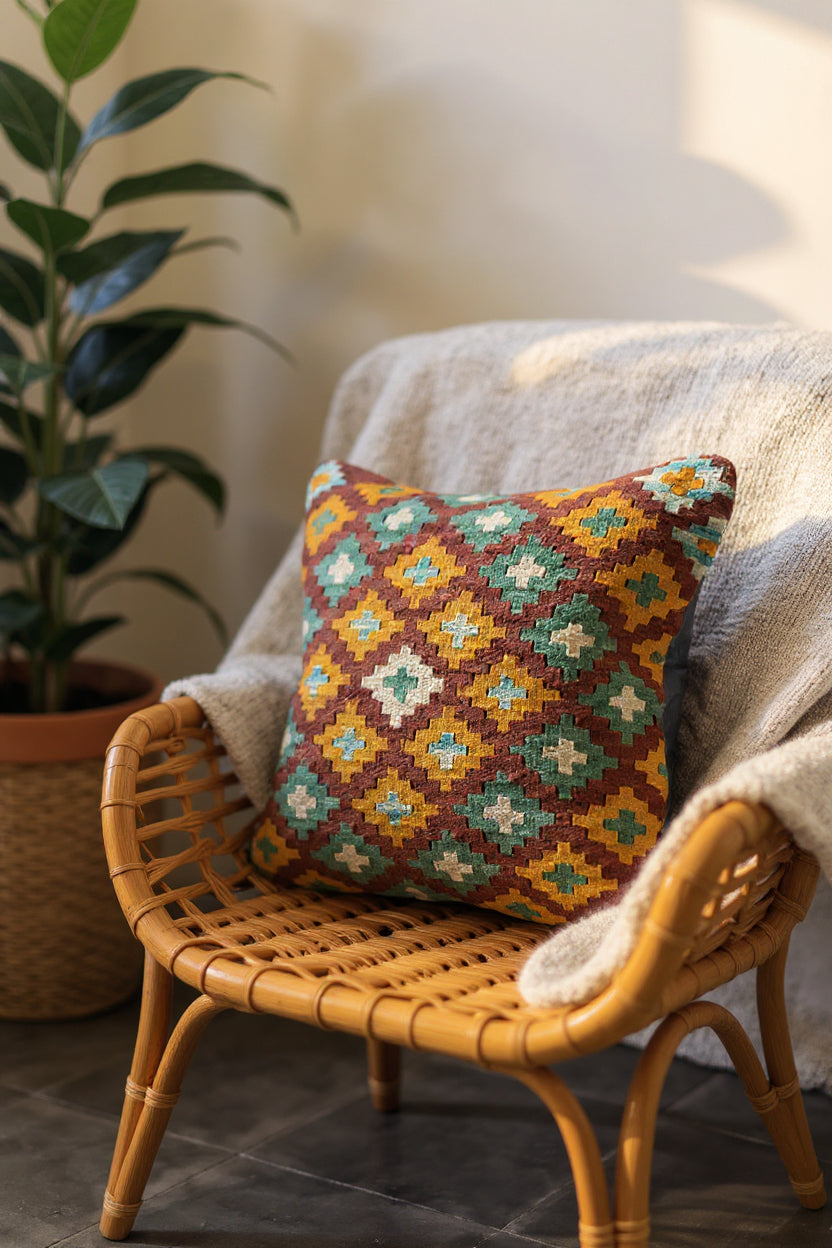 Afghan Kilim Cushion Cover - 45 x 45 cm - Handmade