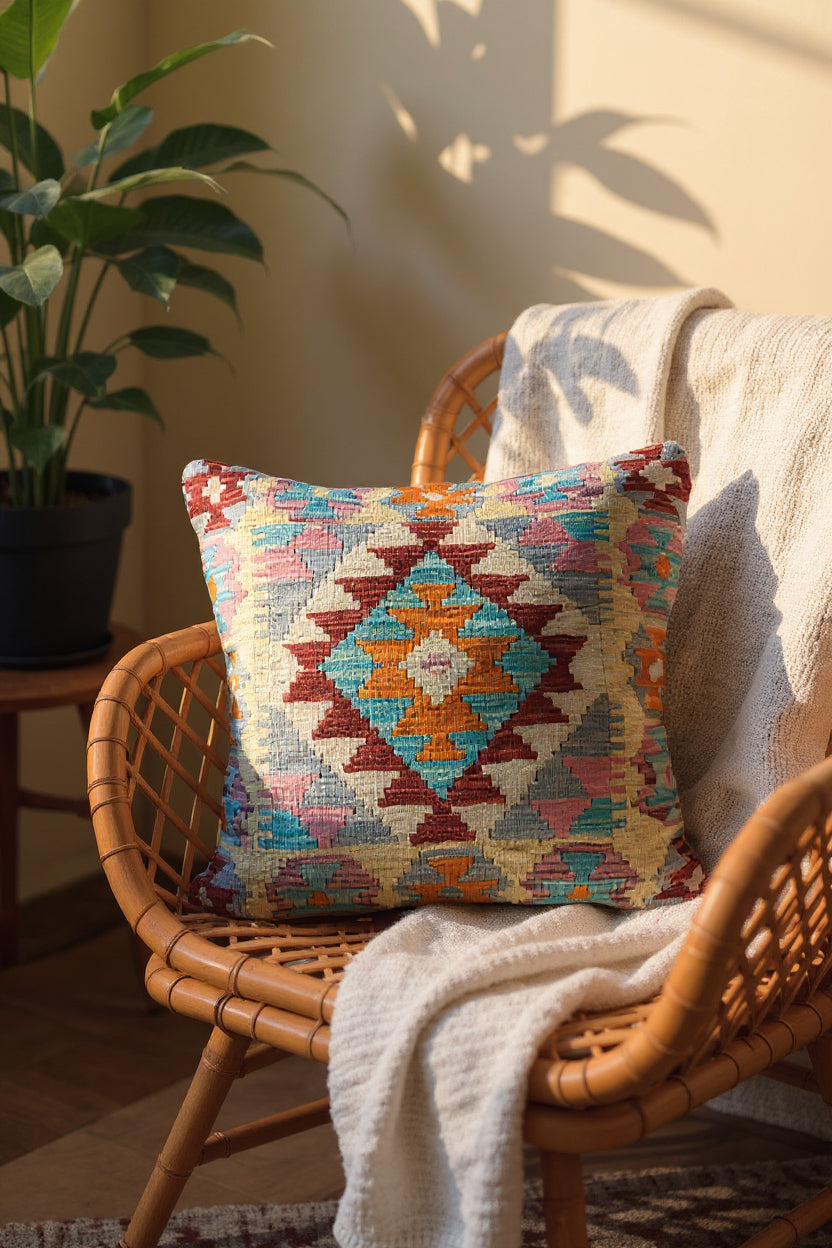 Afghan Kilim Cushion Cover - 45 x 45 cm - Handmade