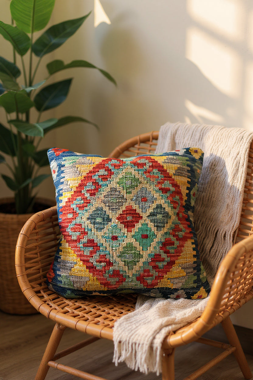 Afghan Kilim Cushion Cover - 45 x 45 cm - Handmade