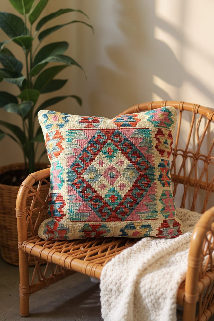 Afghan Kilim Cushion Cover - 45 x 45 cm - Handmade
