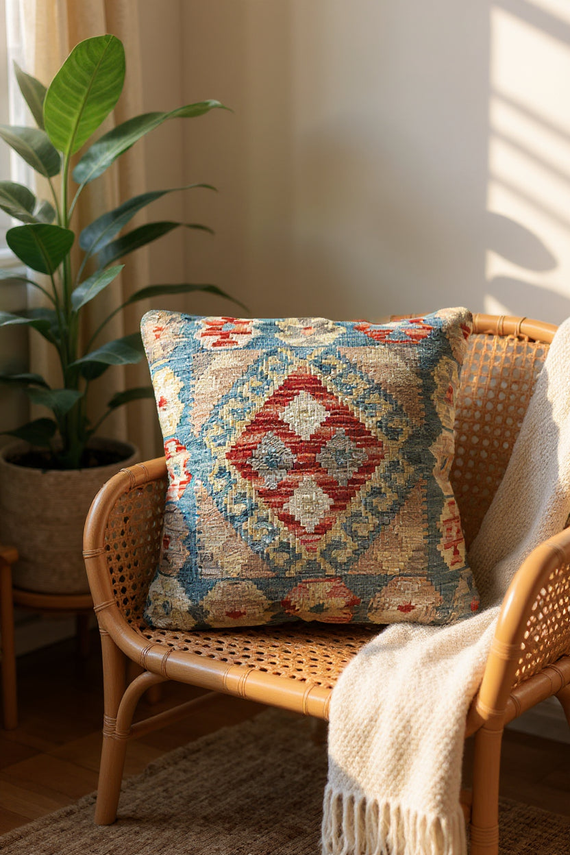 Afghan Kilim Cushion Cover - 45 x 45 cm - Handmade