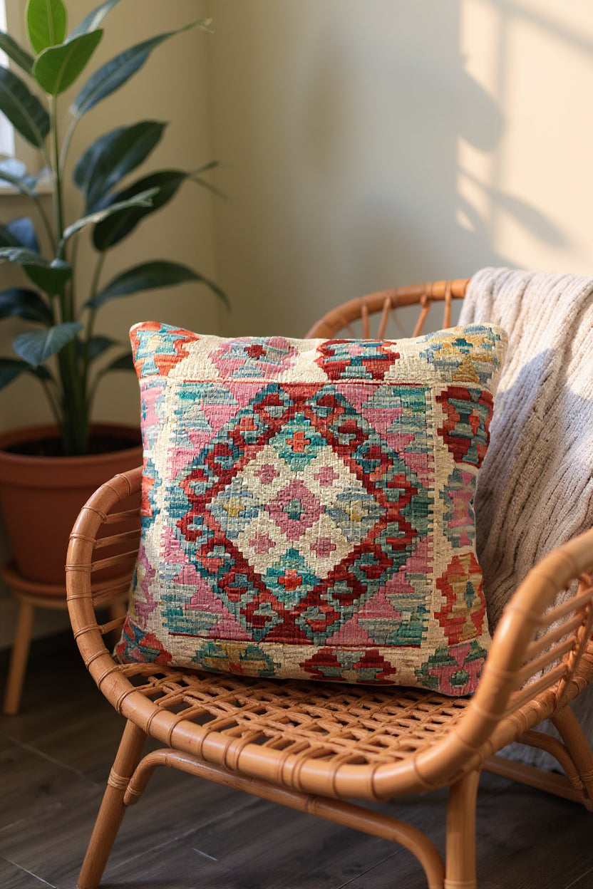 Afghan Kilim Cushion Cover - 45 x 45 cm - Handmade