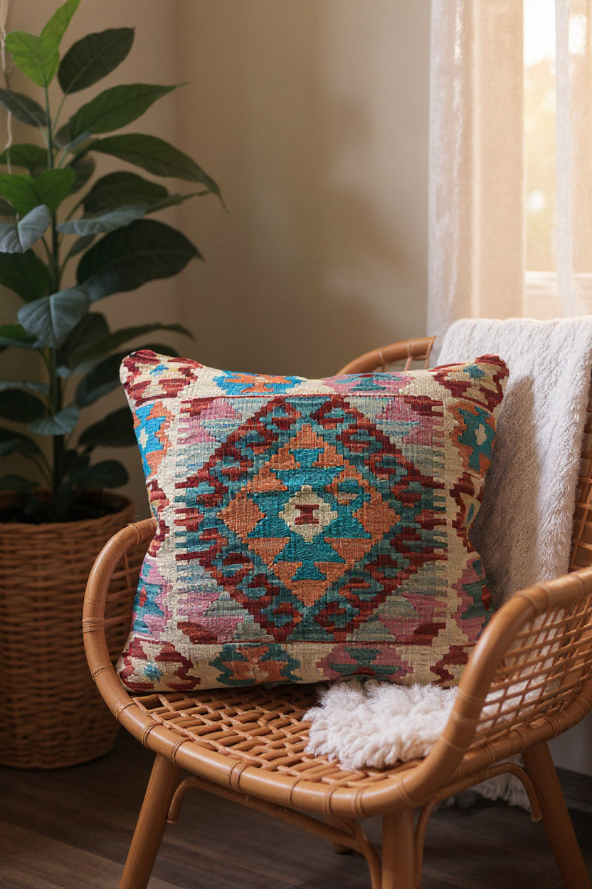 Afghan Kilim Cushion Cover - 45 x 45 cm - Handmade