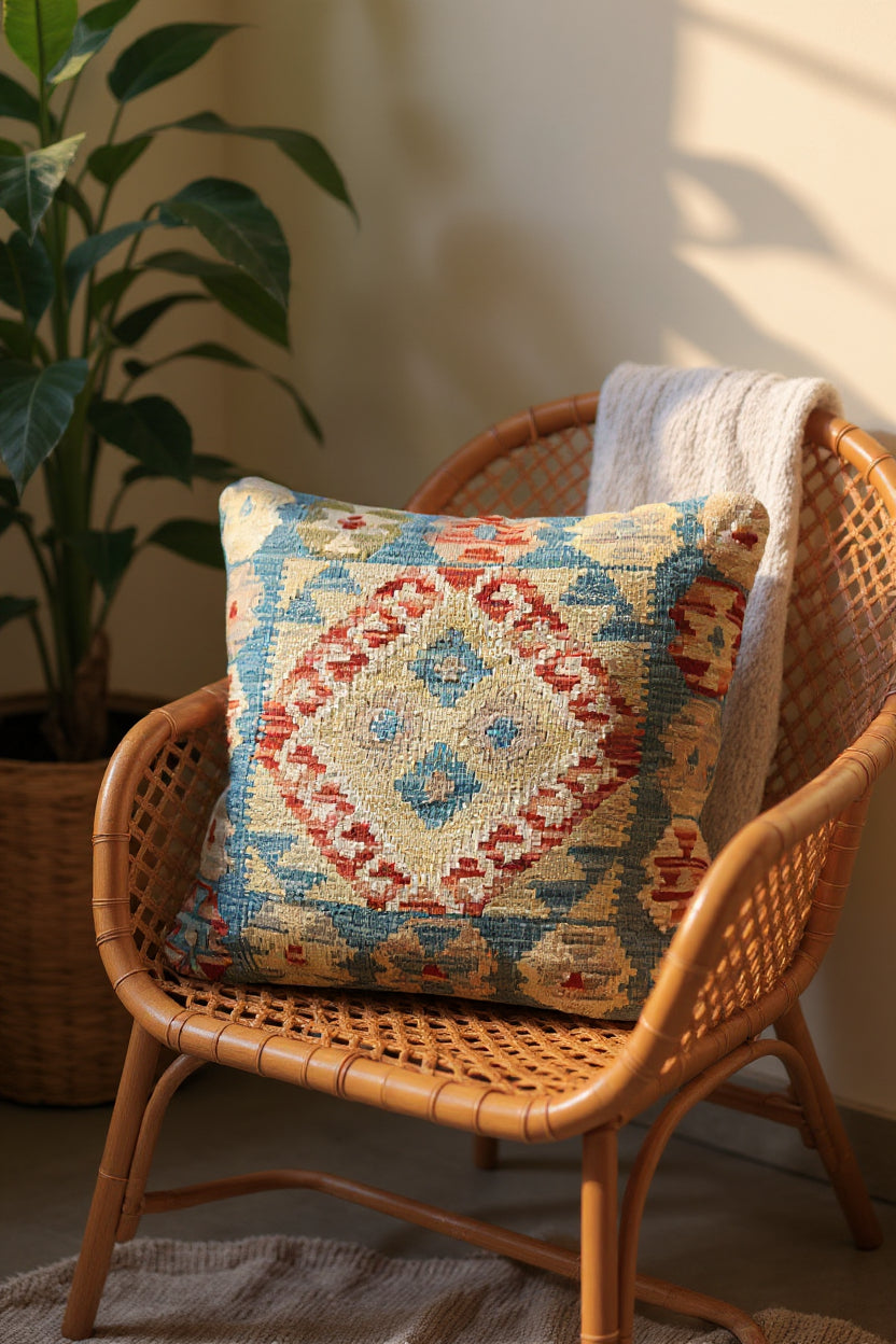 Afghan Kilim Cushion Cover - 45 x 45 cm - Handmade