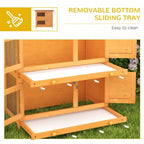 Wooden guinea pig hutch with sliding tray access and removable bottom section