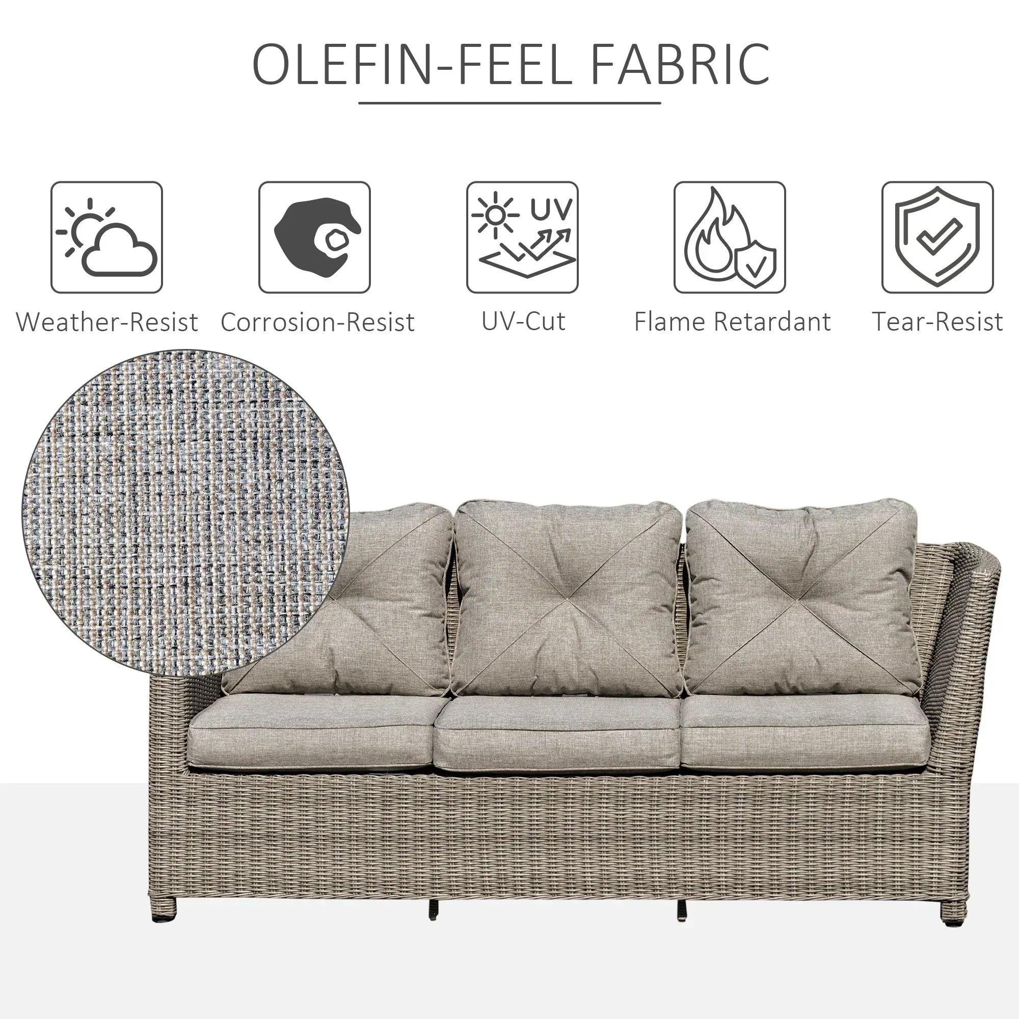 8-Seater Outdoor PE Rattan Sofa Set Conversation Set w/ Fire Pit Table, L-Shape Sofa, Footstool and Furniture Cover - Bobobiy