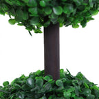 Artificial plant trunk with dense green pom-pom foliage and black pot base