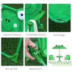 Green frog chair set with ergonomic backrest, armrests, rounded edges