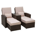 2-Seater Rattan Sofa Lounger Set-Brown - Bobobiy