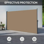 Khaki outdoor privacy screen panel with black frame and side mounting posts