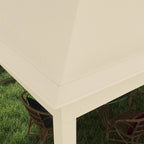Close-up of cream white gazebo roof corner and fabric seam