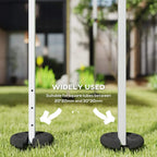 Two dark gray canopy base weights with central pole slot for stability