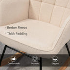 Beige fleece upholstered nursery glider rocker with thick padded seat cushion
