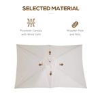 Cream white polyester parasol canopy with vent and wooden pole with ribs