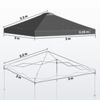 Dark grey gazebo roof cover with drainage holes, shown on square frame layout