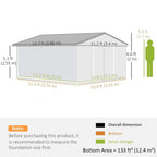 Storage shed dimension diagram with labeled floor and interior storage areas