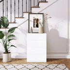 White 4-drawer dresser cabinet with smooth drawers and modern silhouette