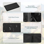 Black folding wagon cart with steel frame, oxford cloth lining, and protective padding