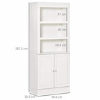 White cabinet size view: open 3 shelves over double-door storage